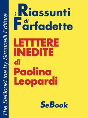 cover image of Lettere inedite di Paolina Leopardi - RIASSUNTO